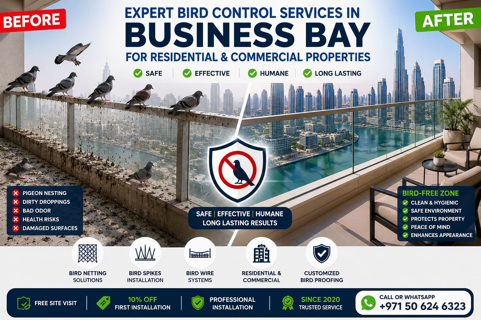 Expert Bird Control Services in Business Bay for Residential & Commercial Properties