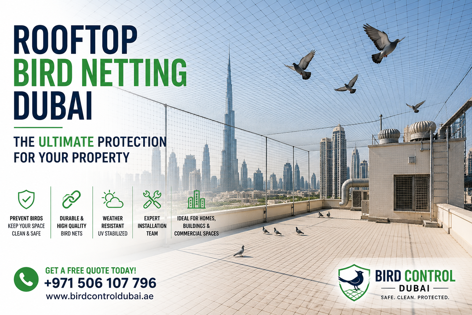 Rooftop Bird Netting Dubai