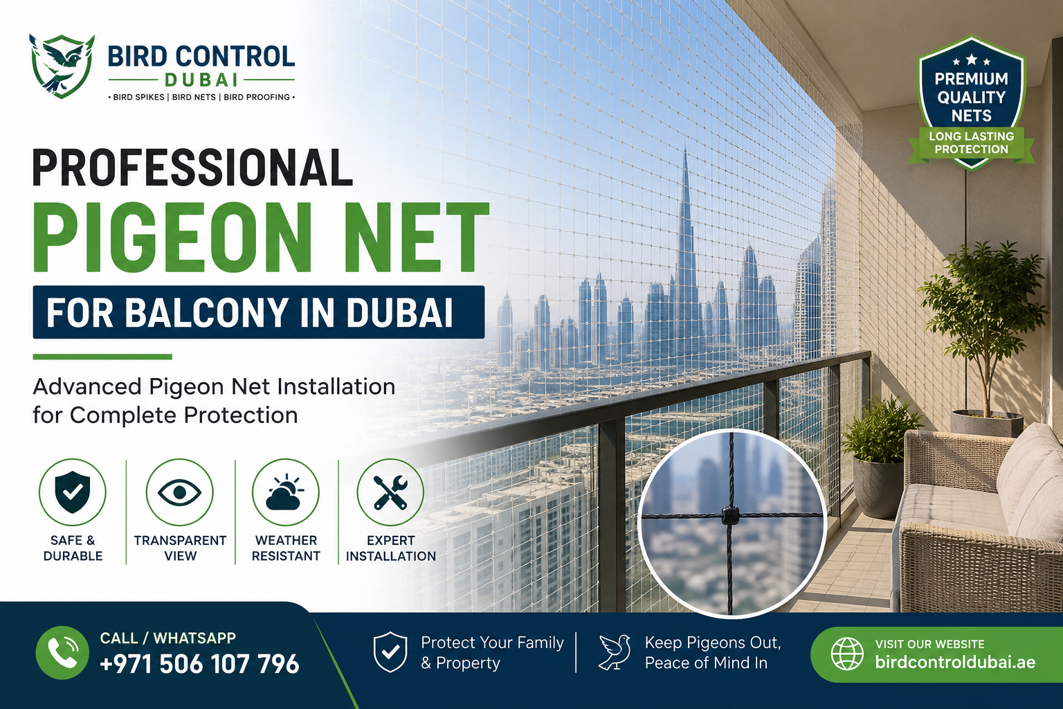 Pigeon Net for Balcony in Dubai